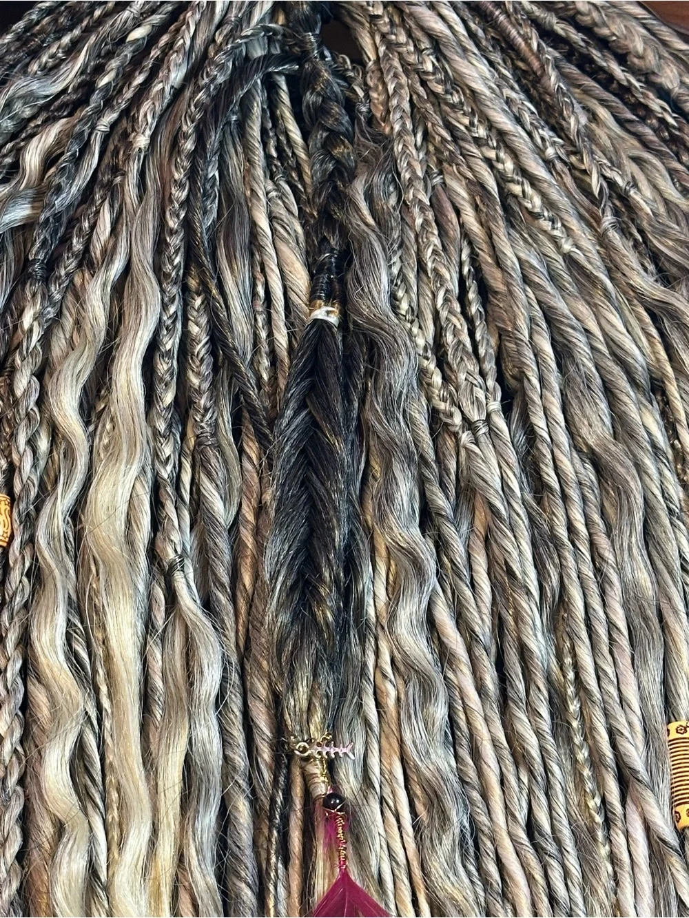 Black and Blonde Braided Hairpiece with  Accents New 70 DE Dreadlocks